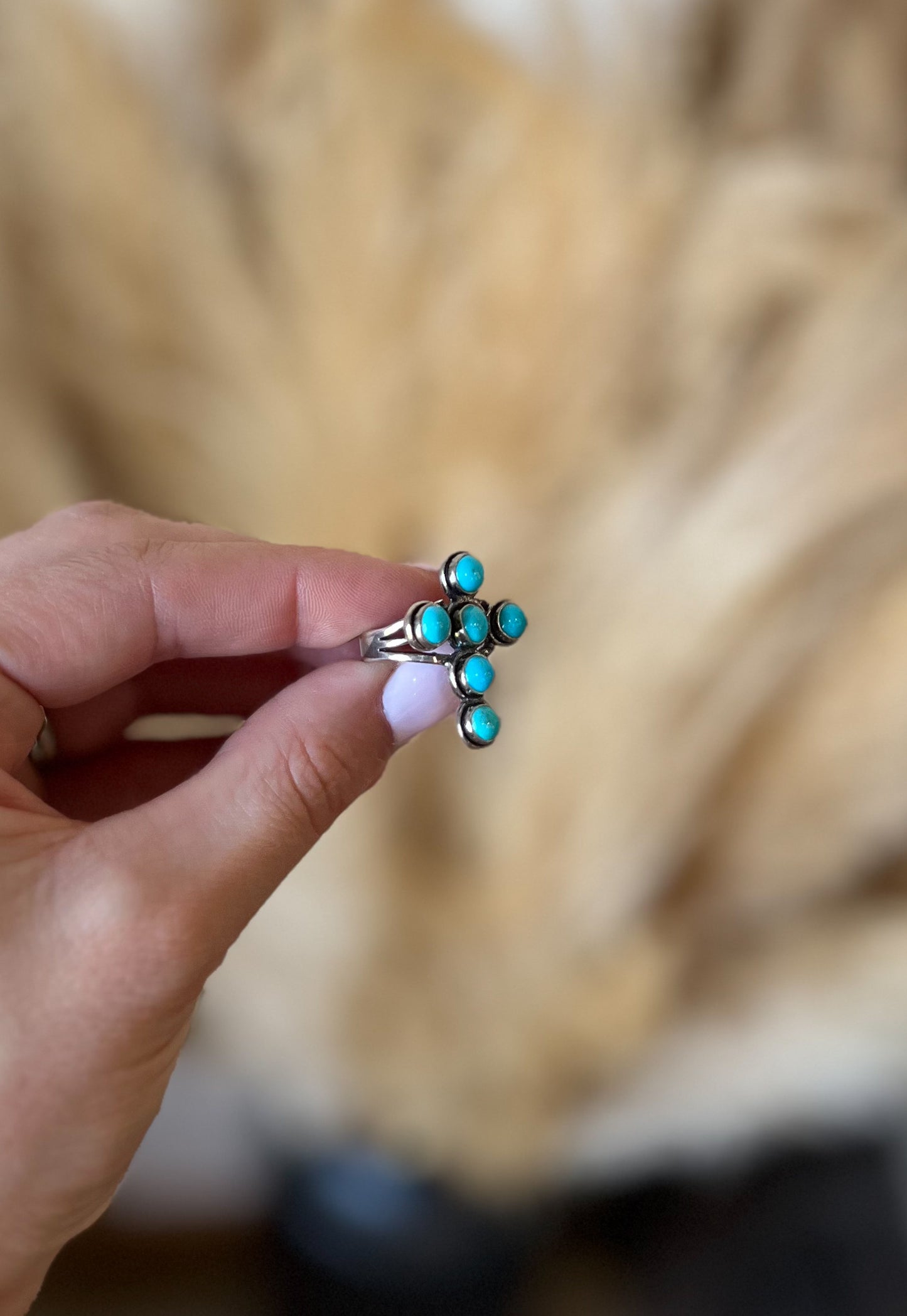 Sleeping Beauty Turquoise Cross Ring *Size 5