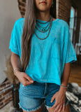 The Brynn Oversized Crop *Aqua Blue