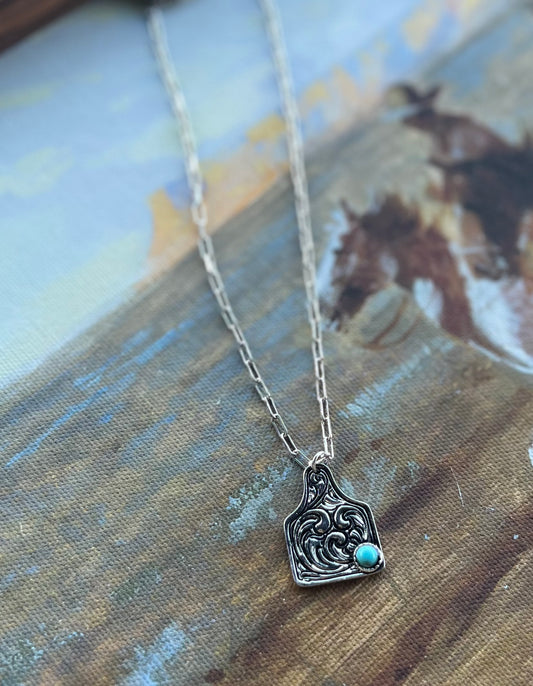 Tooled Cowtag Necklace