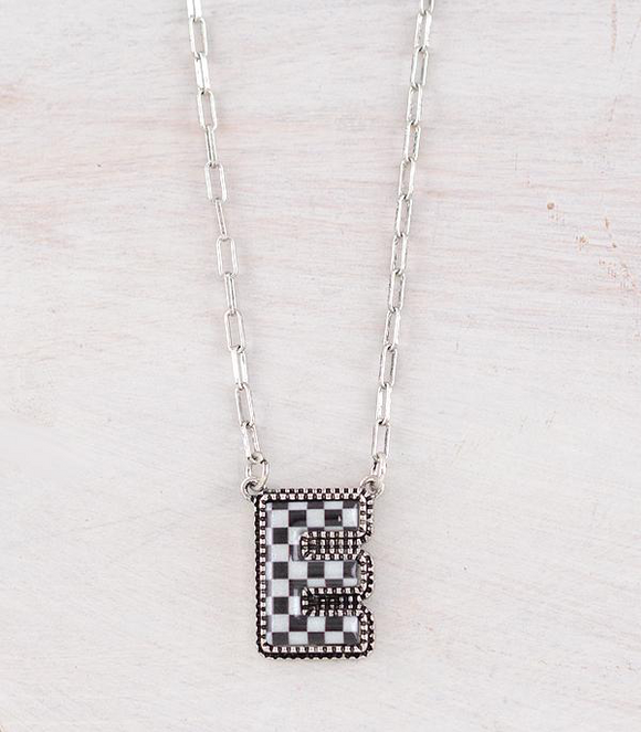 Checkered E Necklace