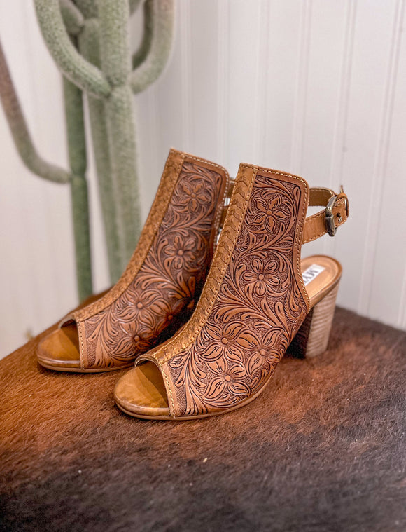 Tooled Leather Heels