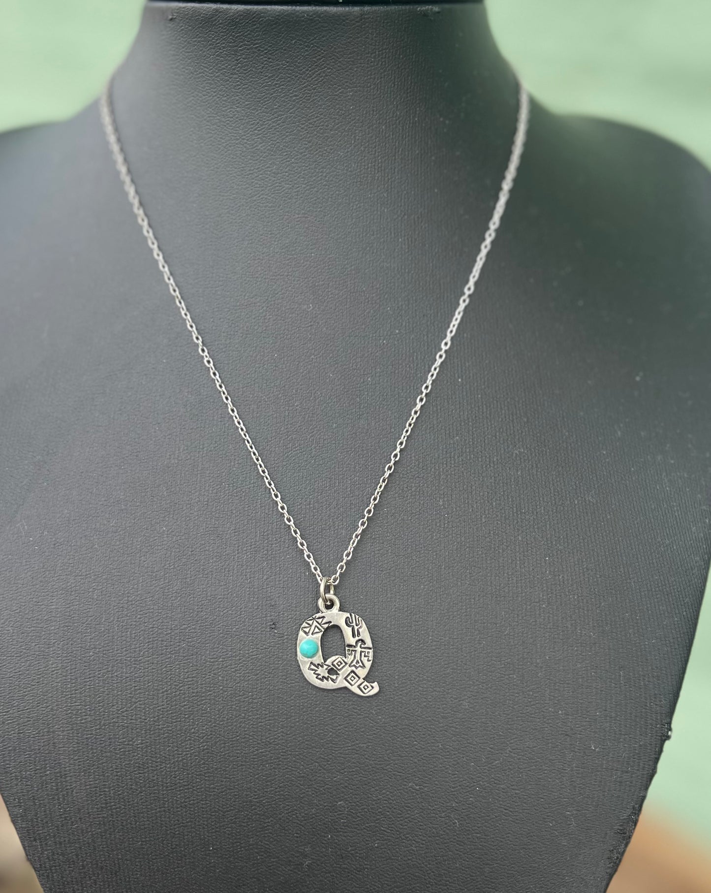 Initial Necklace with Stone