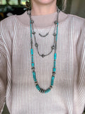 Long Navajo Bead & Turquoise Necklace