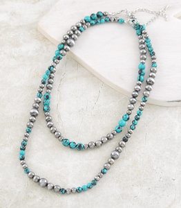 Layered Navajo & Turquoise Bead Necklace