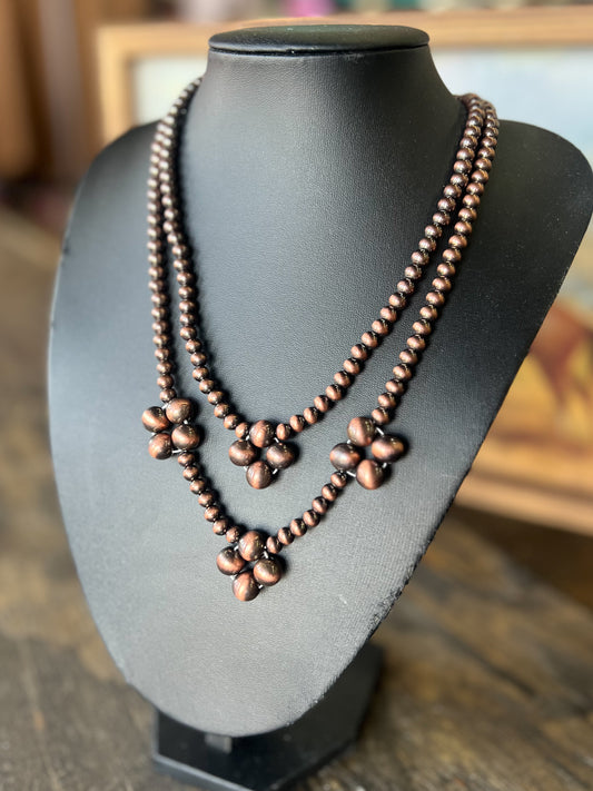 Clover Pattern Layered Navajo Pearl Necklace