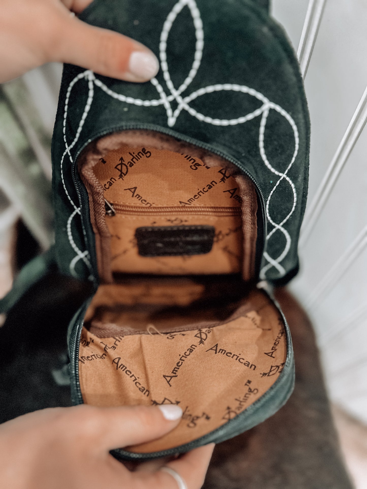 Suede Boot Stitch Backpack *Black