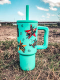 Cowkid Turquoise Retro Rodeo 24oz Tumbler