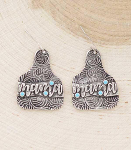 Mama Cow Tag Earrings