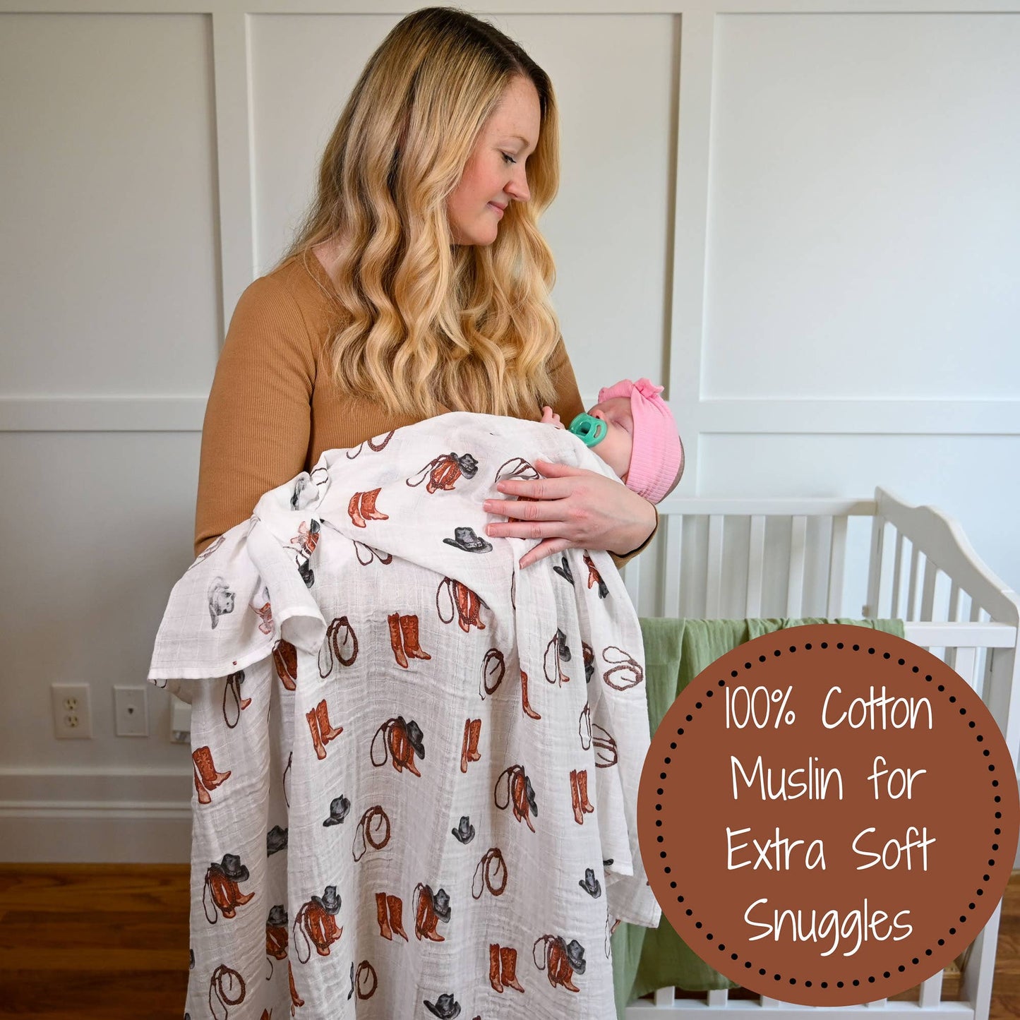 Better In Boots Baby Muslin Swaddle Blanket