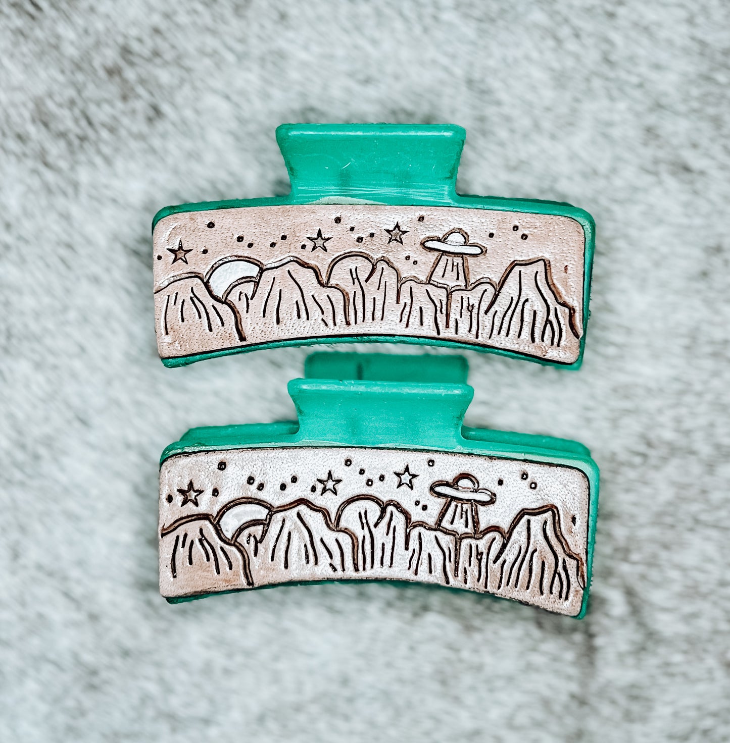 Space Cowgirl Tooled Leather Claw Clip