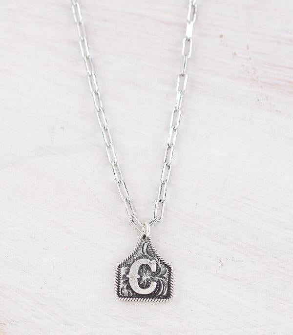 Cow Tag Initial Necklace
