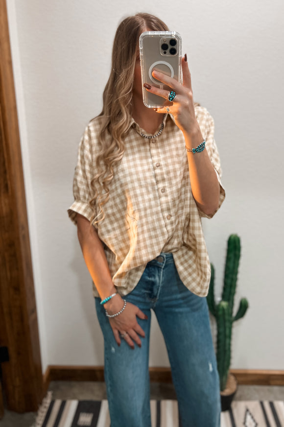 The Willow Gingham Top *Sand