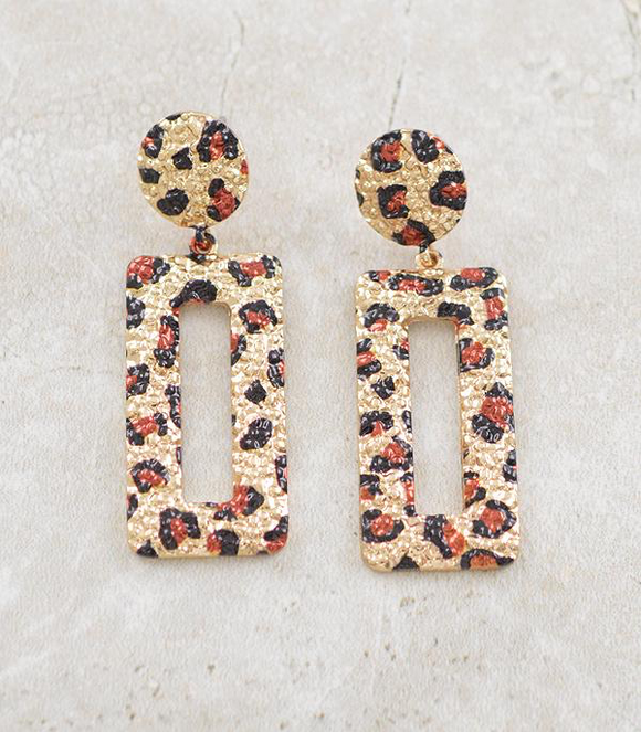 Leopard Rectangle Earrings