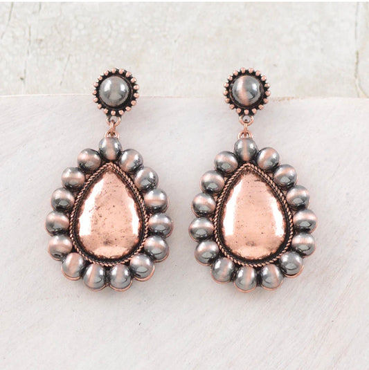 Navajo Pearl Teardrop Concho Earrings