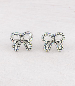 Rhinestone Bow Earrings