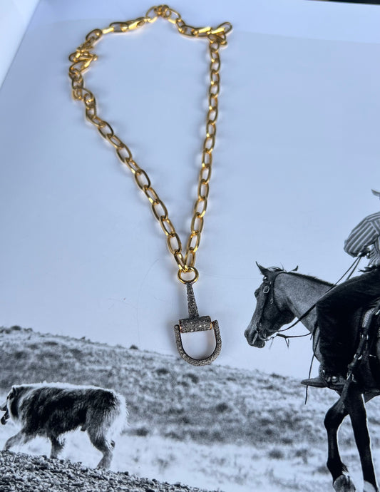 V2 Designs Pavé Bit With Gold Chain