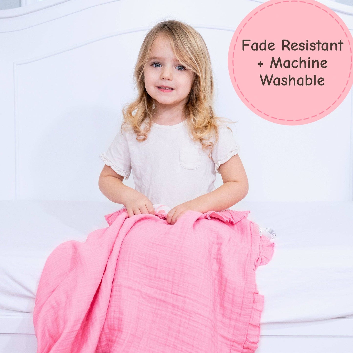 Beautiful Bows Muslin Quilt Baby & Kids Ruffle Blanket