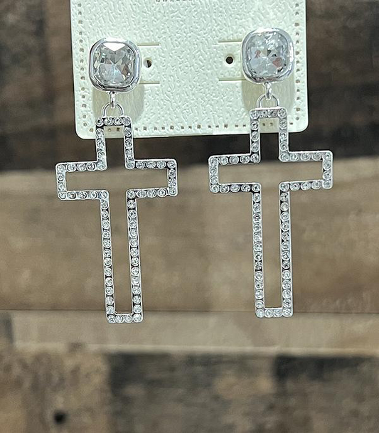 Rhinestone Cross Earrings
