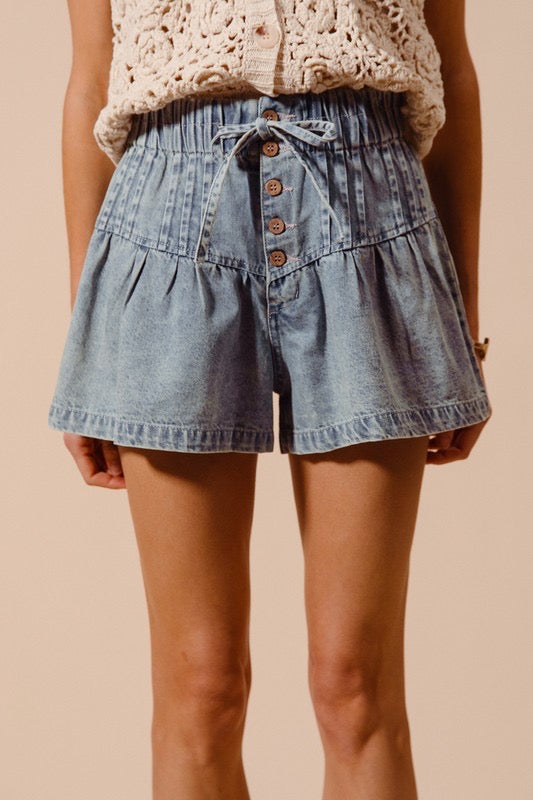 The Kelsey Flared Denim Shorts