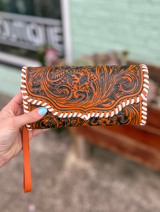 Desert Roses Wallet in Crimson *Orange