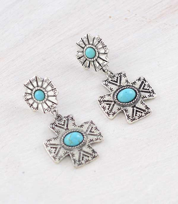 Cross Concho Earrings