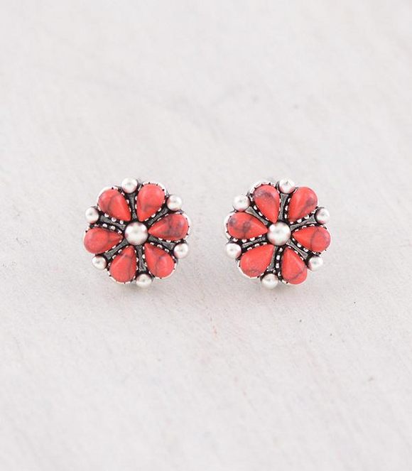 Red Flower Studs