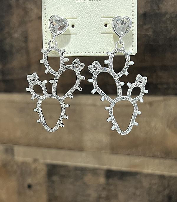 Rhinestone Cactus Earrings