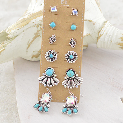 Western Turquoise Earrings Set