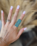 Cluster Rectangle Turquoise Ring *Size 7