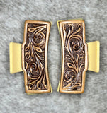 Scroll Tooled Leather Claw Clip