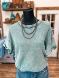 The Gabby Waffle Knit Top *Dusty Teal