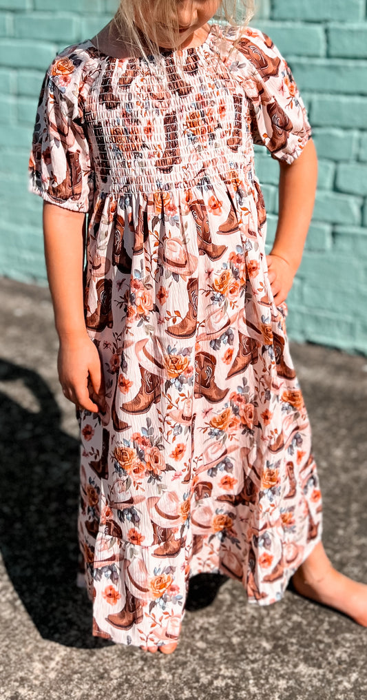 Girls Floral Boot Dress