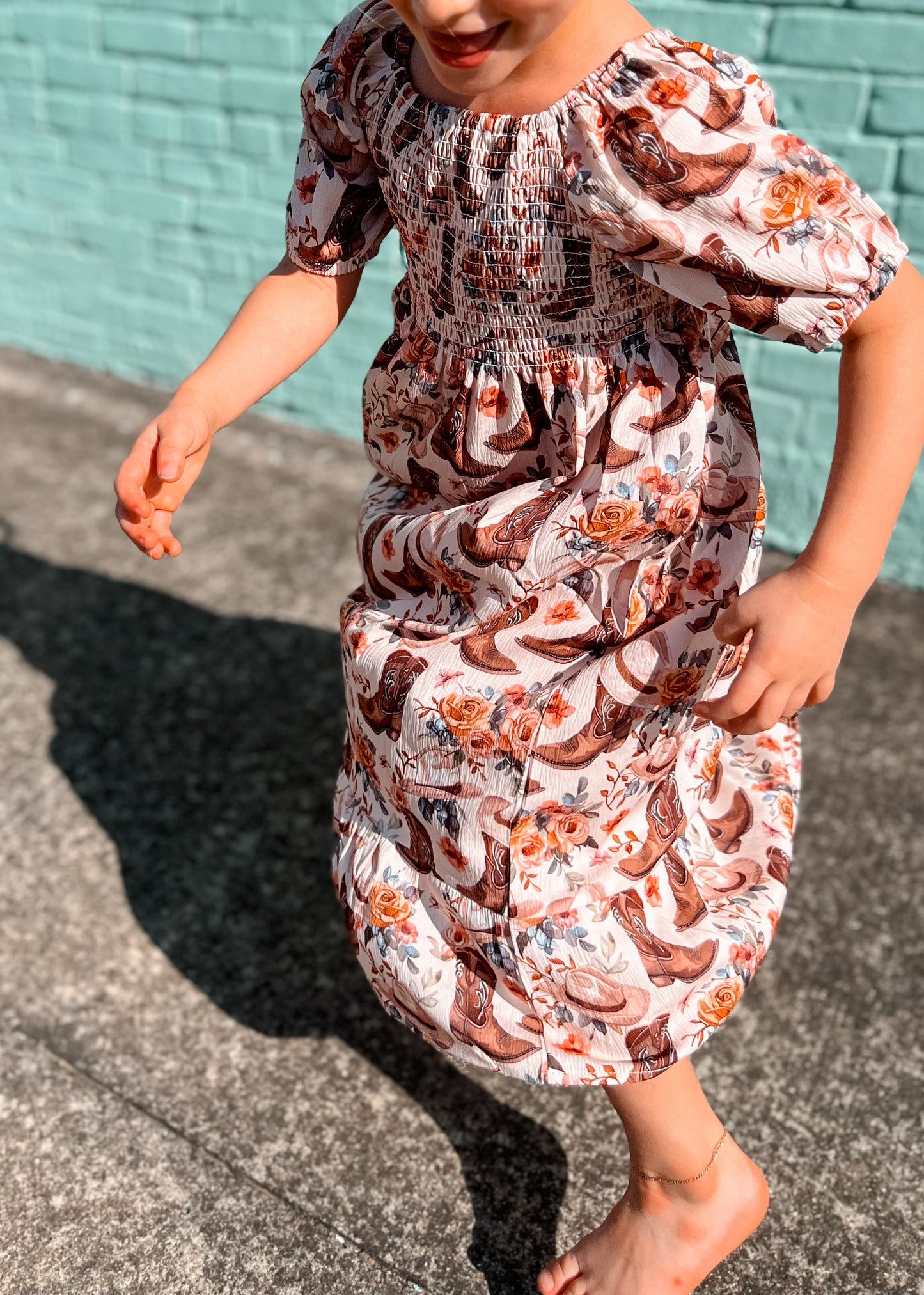Girls Floral Boot Dress