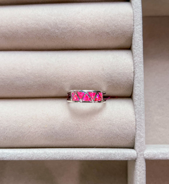 Authentic Pink Opal Inlay Ring