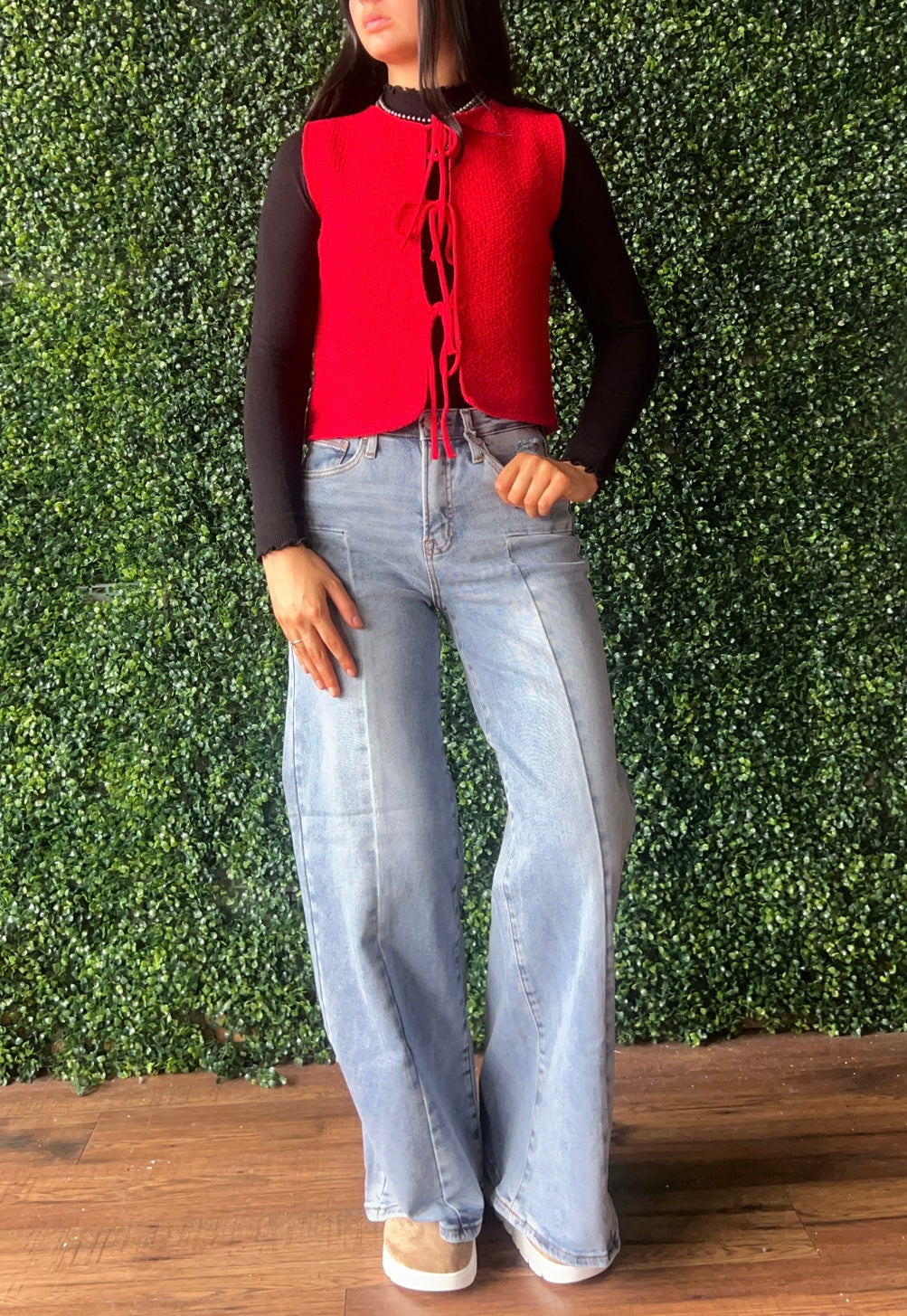 The Scarlett Tie Sweater Vest *Red