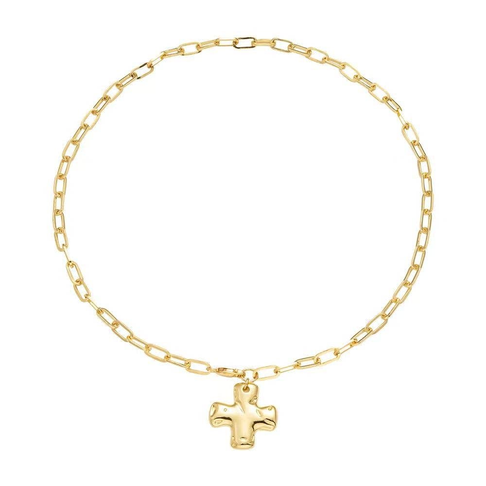Notable Hammered Cross Necklace