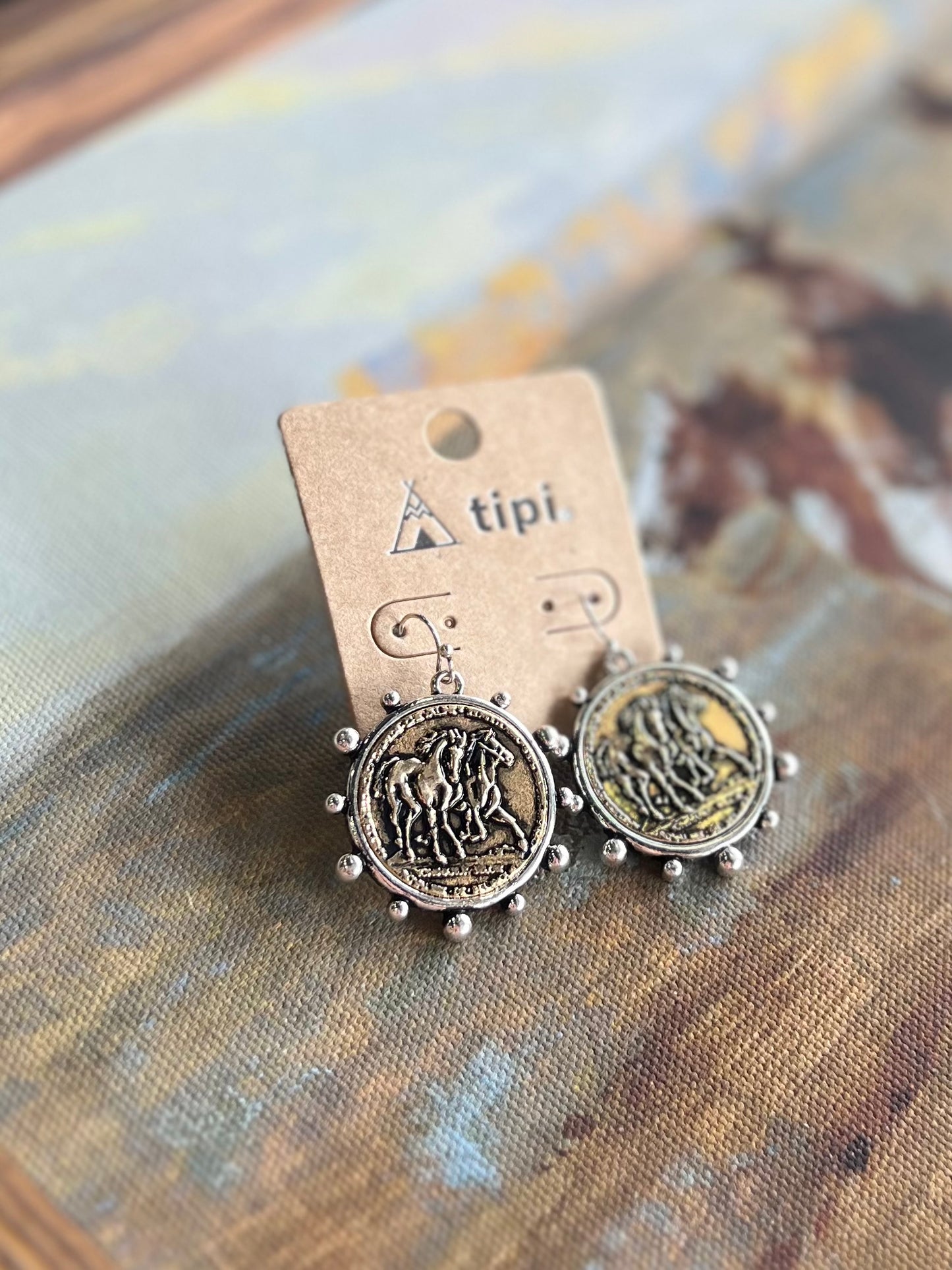 Western Horse Coin Earrings