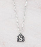 Cow Tag Initial Necklace