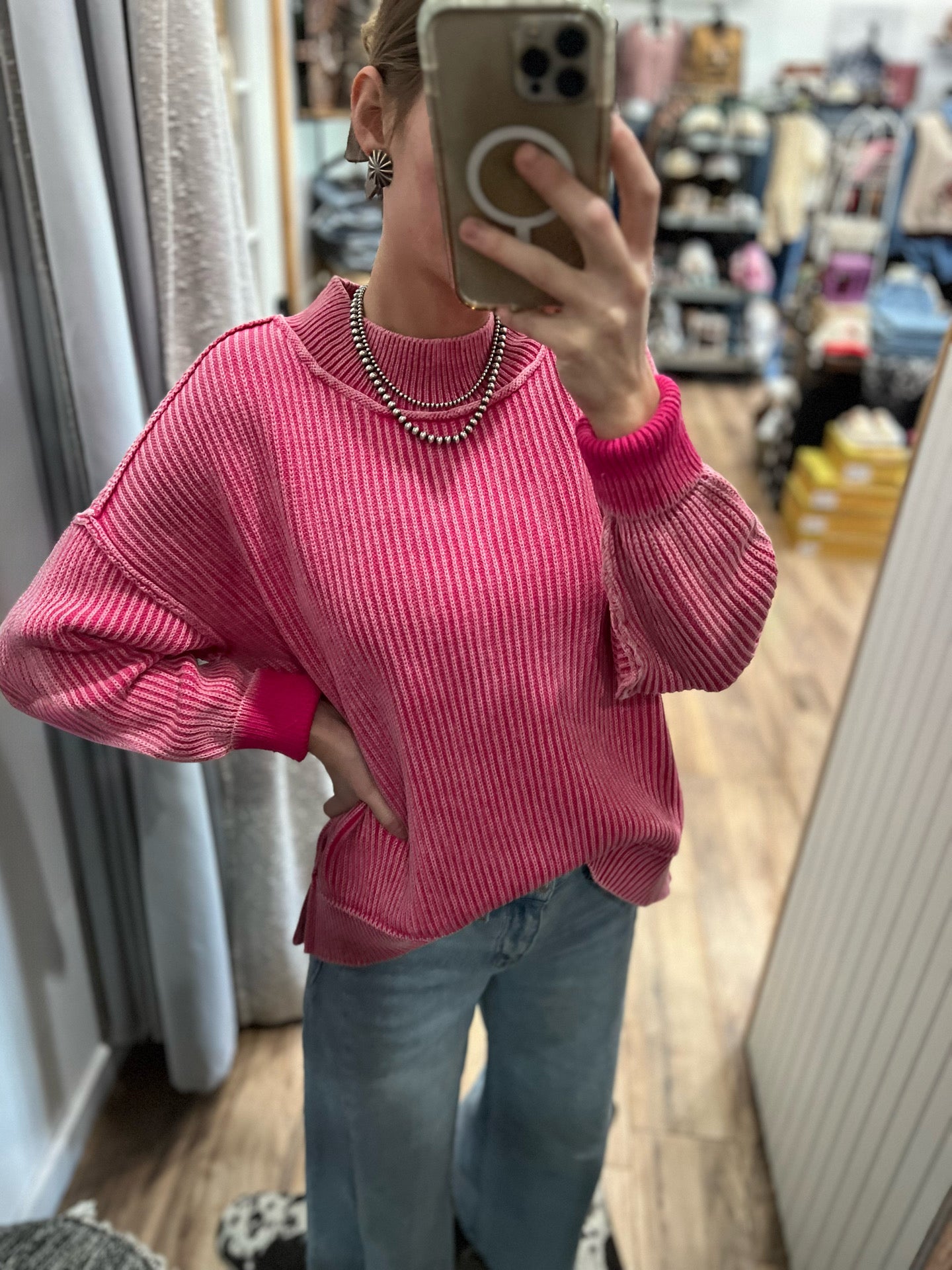 Lenna Oversized Sweater *Hot Pink