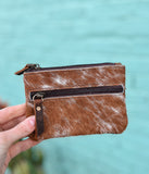 Cowhide Zipper Coin Purse