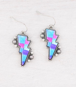 Checkered Lightning Bolt Earrings