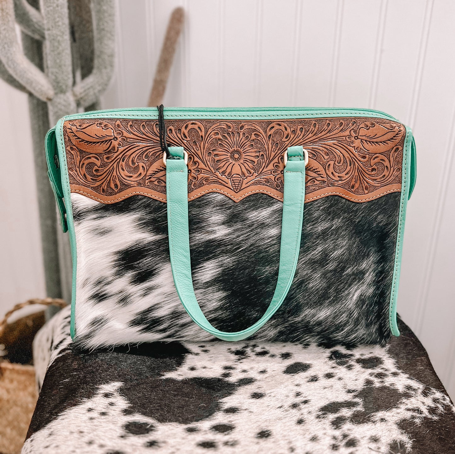 Tylersburg Hand-tooled Turquoise Purse