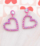 Rhinestone Heart Dangle Earrings