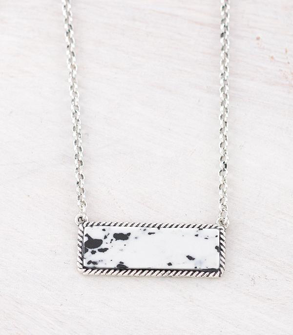 Semi Stone Bar Necklace
