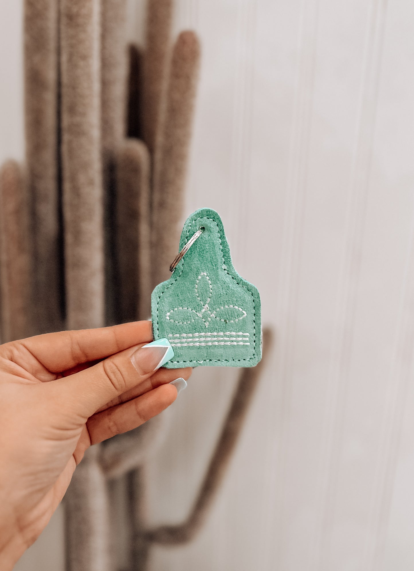 Turquoise Boot Stitch Keychain
