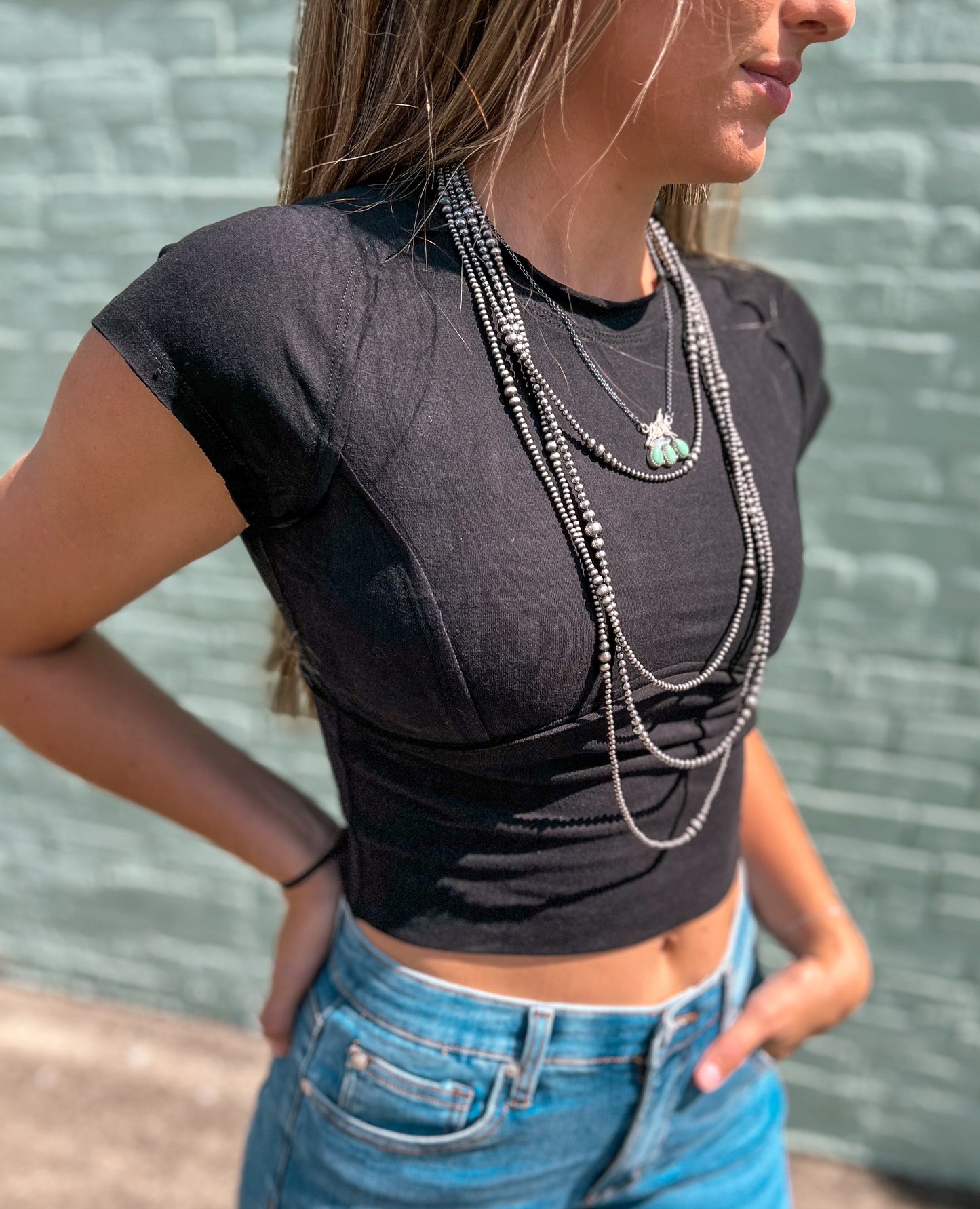 The Macey Exposed Seam Crop *Black