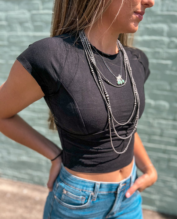 The Macey Exposed Seam Crop *Black