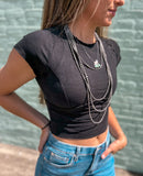 The Macey Exposed Seam Crop *Black