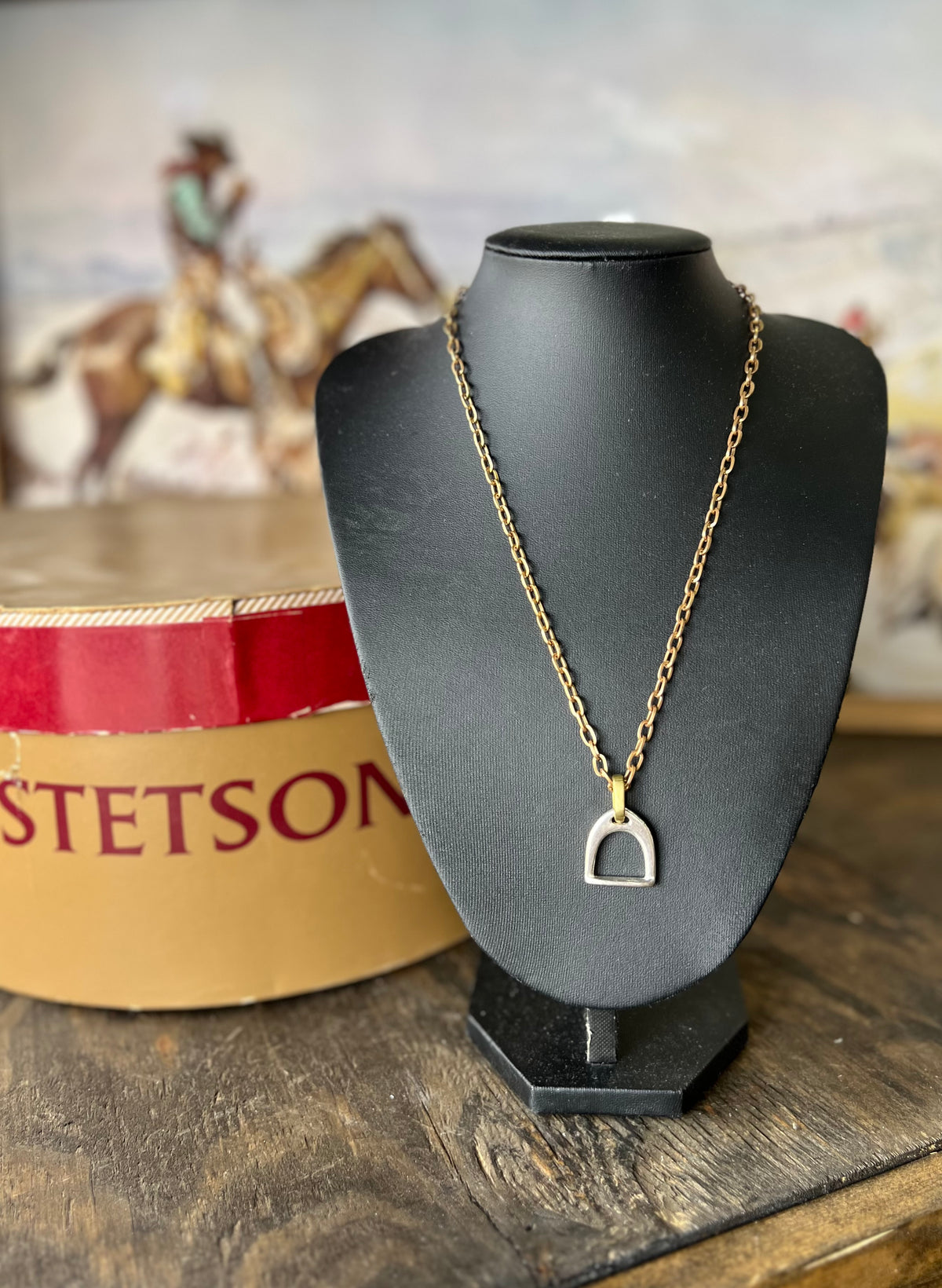 V2 Designs Gold Necklace with Silver Stirrup