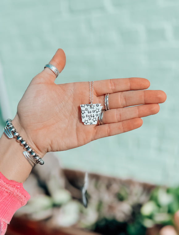 Go Hogs Arkansas Stamped Necklace